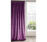 Eurofirany RIA Rideau Velours Doux à Galon Fronceur, 1 Pièce, Occultant Thermique pour Salon et Chambre, 140x270cm (L x H), Mauve Foncé