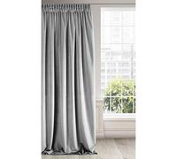 Eurofirany RIA Rideau Velours Doux à Galon Fronceur, 1 Pièce, Occultant Thermique pour Salon et Chambre, 140x270cm (L x H), Gris Acier