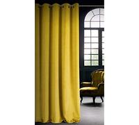 Eurofirany RIA Rideau Velours Doux avec Œillets, 1 Pièce, Occultant Thermique pour Salon et Chambre, 140x250 cm (L x H), Moutarde