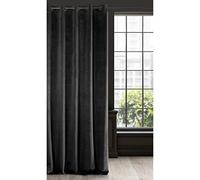 Eurofirany RIA Rideau Velours Doux avec Œillets, 1 Pièce, Occultant Thermique pour Salon et Chambre, 140x250 cm (L x H), Noir