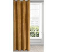 Eurofirany RIA Rideau Velours Doux avec Œillets, 1 Pièce, Occultant Thermique pour Salon et Chambre, 140x250 cm (L x H), Jaune Miel