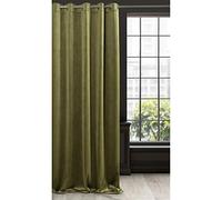 Eurofirany RIA Rideau Velours Doux avec Œillets, 1 Pièce, Occultant Thermique pour Salon et Chambre, 140x250 cm (L x H), Vert Olive