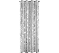 EUROFIRANY | Rideau - 140 x 250 cm - feuilles argentées - blanc