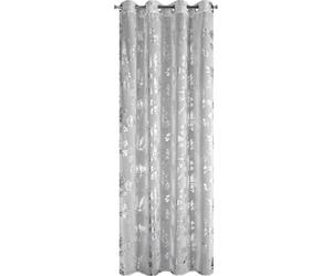 EUROFIRANY | Rideau - 140 x 250 cm - feuilles argentées - blanc