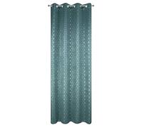 Eurofirany Rideau à Motif géométrique - Aspect Velours - 8 œillets - Élégant et Lisse - Couleur Unie - Doux - pour Salon, Chambre à Coucher, Salon - Turquoise + argenté - 135 x 250 cm