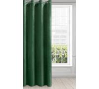 Eurofirany Rideau en Velours avec Oeillets - 1 Panneau, Traitement de Fenêtre Occultant, Rideaux pour Chambre, Cuisine, Salon, Super Doux, 140x250 cm, Vert Foncé
