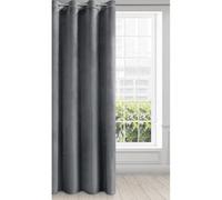 Eurofirany Rideau en Velours avec Oeillets - 1 Panneau, Traitement de Fenêtre Occultant, Rideaux pour Chambre, Cuisine, Salon, Super Doux, 140x250 cm, Gris Foncé