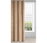 Eurofirany Rideau en Velours avec Oeillets - 1 Panneau, Traitement de Fenêtre Occultant, Rideaux pour Chambre, Cuisine, Salon, Super Doux, 140x250 cm, Beige Foncé
