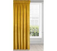 Eurofirany Rideau en Velours avec Ruban Fronceur - 1 Panneau, Traitement de Fenêtre Occultant, Rideaux pour Chambre, Cuisine, Salon, Super Doux, 140x270 cm, Jaune