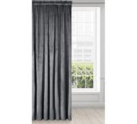 Eurofirany Rideau en Velours avec Ruban Fronceur - 1 Panneau, Traitement de Fenêtre Occultant, Rideaux pour Chambre, Cuisine, Salon, Super Doux, 140x270 cm, Gris Foncé