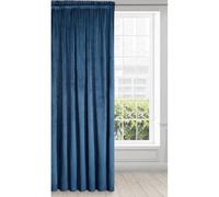 Eurofirany Rideau en Velours avec Ruban Fronceur - 1 Panneau, Traitement de Fenêtre Occultant, Rideaux pour Chambre, Cuisine, Salon, Super Doux, 140x270 cm, Bleu Foncé
