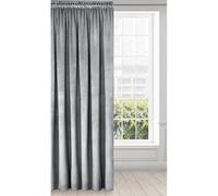 Eurofirany Rideau en Velours avec Ruban Fronceur - 1 Panneau, Traitement de Fenêtre Occultant, Rideaux pour Chambre, Cuisine, Salon, Super Doux, 140x270 cm, Gris Clair