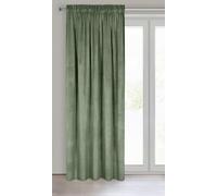 Eurofirany Rideau en Velours avec Ruban Fronceur - 1 Panneau, Traitement de Fenêtre Occultant, Rideaux pour Chambre, Cuisine, Salon, Super Doux, 140x270 cm, Olive