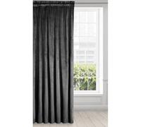 Eurofirany Rideau en Velours avec Ruban Fronceur - 1 Panneau, Traitement de Fenêtre Occultant, Rideaux pour Chambre, Cuisine, Salon, Super Doux, 140x270 cm, Noir