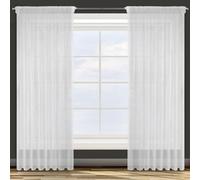 Eurofirany Rideau Lisse Transparent à Paillettes Scintillantes, Moderne, Simple, Chambre d'enfant, Salon, Blanc, 135 x 270 cm