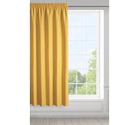 Eurofirany Rita Rideau de Couleur Unie - 1 Unité, Galon Fronceur, Rideaux Modernes pour Chambre, Salon, Salle à Manger, 140x175 cm, Jaune Moutarde