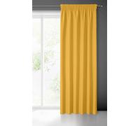 Eurofirany Rita Rideau Long de Couleur Unie - 1 Unité, Galon Fronceur, Rideaux Modernes pour Chambre, Salon, Salle à Manger, 140x270 cm, Jaune Moutarde