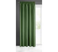 Eurofirany Rita Rideau Long de Couleur Unie - 1 Unité, Galon Fronceur, Rideaux Modernes pour Chambre, Salon, Salle à Manger, 140x270 cm, Vert Foncé