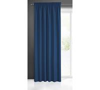 Eurofirany Rita Rideau Long de Couleur Unie - 1 Unité, Galon Fronceur, Rideaux Modernes pour Chambre, Salon, Salle à Manger, 140x270 cm, Bleu