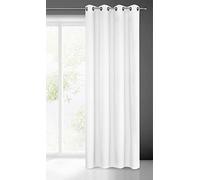 Eurofirany Rita Rideau Long de Couleur Unie - 1 Unité, Œillets, Rideaux Modernes pour Chambre, Salon, Salle à Manger, 140x250 cm, Blanc