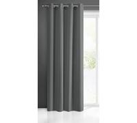 Eurofirany Rita Rideau Long de Couleur Unie - 1 Unité, Œillets, Rideaux Modernes pour Chambre, Salon, Salle à Manger, 140x250 cm, Gris Graphite