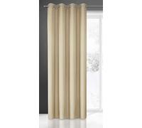 Eurofirany Rita Rideau Long de Couleur Unie - 1 Unité, Œillets, Rideaux Modernes pour Chambre, Salon, Salle à Manger, 140x250 cm, Beige