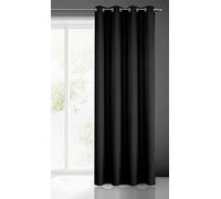 Eurofirany Rita Rideau Long de Couleur Unie - 1 Unité, Œillets, Rideaux Modernes pour Chambre, Salon, Salle à Manger, 140x250 cm, Noir