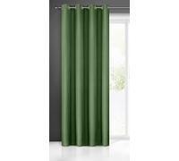 Eurofirany Rita Rideau Long de Couleur Unie - 1 Unité, Œillets, Rideaux Modernes pour Chambre, Salon, Salle à Manger, 140x250 cm, Vert Foncé