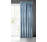 Eurofirany Villa Rideau en Velours Doux avec Galon Fronceur - 1 pièce élégant de qualité supérieure pour Chambre à Coucher, Salon, Velvet, 140x270 cm, Bleu