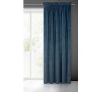 Eurofirany Villa Rideau en Velours Doux avec Galon Fronceur-1 pièce élégant de qualité supérieure pour Chambre à Coucher, Salon, Velvet, Polyester, Bleu Marine, 140x270 cm