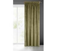 Eurofirany Villa Rideau en Velours Doux avec Galon Fronceur-1 pièce élégant de qualité supérieure pour Chambre à Coucher, Salon, Velvet, Polyester, Vert Olive, 140x270 cm