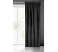 Eurofirany Villa Rideau en Velours Doux avec Galon Fronceur-1 pièce élégant de qualité supérieure pour Chambre à Coucher, Salon, Velvet, Polyester, Noir, 140x270 cm