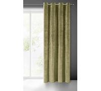 Eurofirany Villa Rideau en Velours Doux avec Oeillets-1 pièce élégant de qualité supérieure pour Chambre à Coucher, Salon, Velvet, Polyester, Vert Olive, 140x250 cm