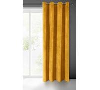 Eurofirany Villa Rideau en Velours Doux avec Oeillets-1 pièce élégant de qualité supérieure pour Chambre à Coucher, Salon, Velvet, Polyester, Moutarde, 140x250 cm