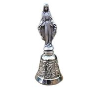 Eurofusioni Clochette liturgique - Cloche Notre Dame Miraculeuse plaqué Argent - Protection de Marie Contre Le Mal, Le Diable et Les démons - h 9 cm