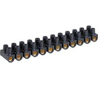 Eur'Ohm - Barrette de connexion 12 plots laiton - 16mm² - 76 A - Noir