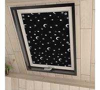Eurohome Store 100 % occultant pour fenêtre de toit - Sans perçage - Protection solaire - Avec ventouses - Motif lune et étoiles - 76 x 115 cm