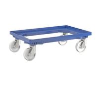 eurokraft | Plateau roulant professionnel | 600 x 400 mm | 4 roulettes pivotantes en polypropylène | bleu