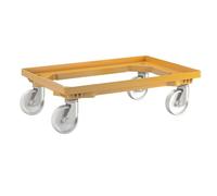 eurokraft | Plateau roulant professionnel | 600 x 400 mm | 4 roulettes pivotantes en polypropylène | jaune