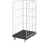 eurokraft | Roll-conteneur à Grillage latéral | 3 côtés | Noir/galvanisé