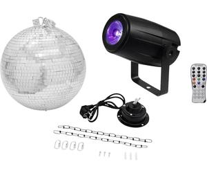 EuroLite LED Set de boule à facettes avec moteur, avec éclairage LED 30 cm