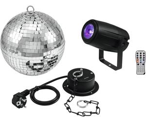 EUROLITE Mirror Ball 20cm avec moteur + LED PST-5 QCL Spot bk - Kits