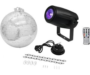 EUROLITE Mirror Ball 30cm avec moteur + LED PST-5 QCL Spot bk - Kits complets de boule à facettes