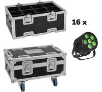 EUROLITE Set 16x LED Silent Par 6 Q loor sw + Case (20001002)