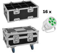 EUROLITE Set 16x LED Silent Par 6 Q loor wh + Case - Projecteurs PAR LED