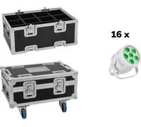 EUROLITE Set 16x LED Silent Par 6 Q loor ws + Case (20001003)