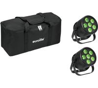 EUROLITE Set 2x LED Silent Par 6 Q loor bl + Soft-Bag - Kits complets