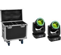 EUROLITE Set 2x LED TMH-B120 Hypno Moving-Head Beam + Flightcase avec roues