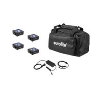 EUROLITE Set 4x AKKU Flat Light 3 bk + Charger + Soft-Bag