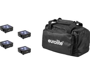 EUROLITE Set 4x AKKU Flat Light 3 sw + Soft-Bag